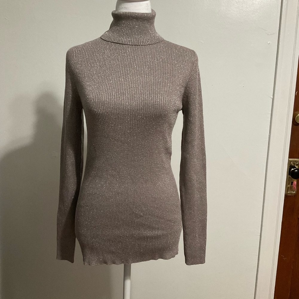 Express Gray Turtleneck Sweater with Glitter in a Slim Fit